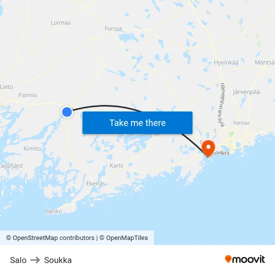 Salo to Soukka map