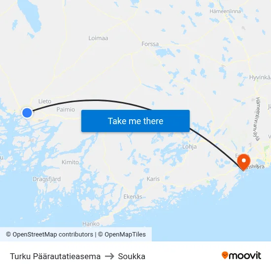 Turku Päärautatieasema to Soukka map