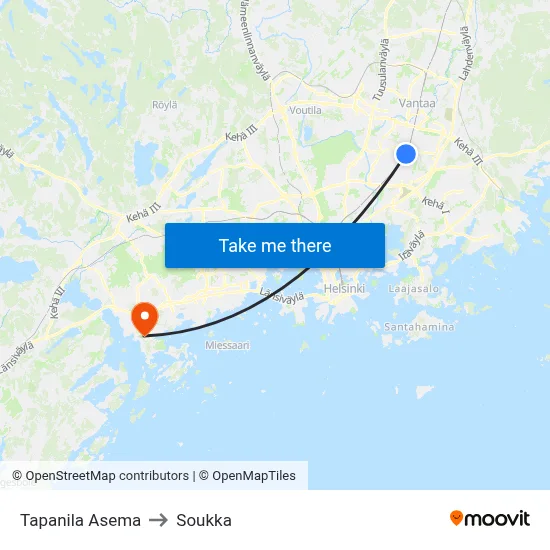 Tapanila Asema to Soukka map