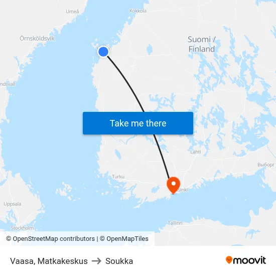 Vaasa Travel Center to Soukka map