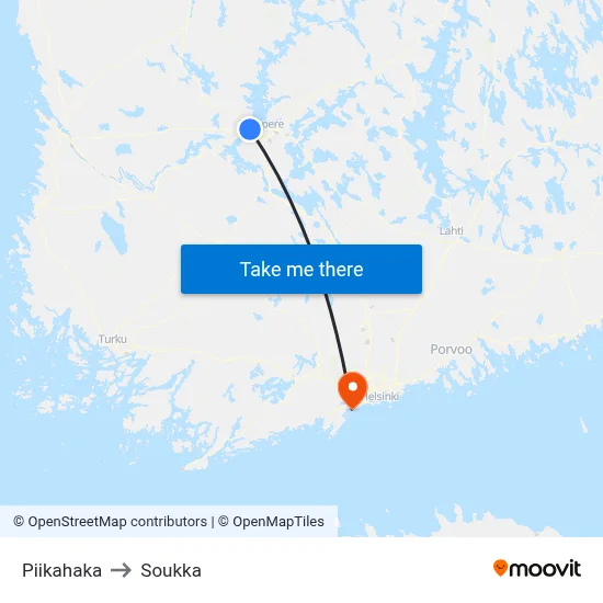 Piikahaka to Soukka map