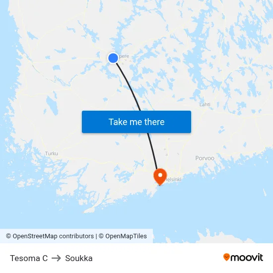 Tesoma Center to Soukka map