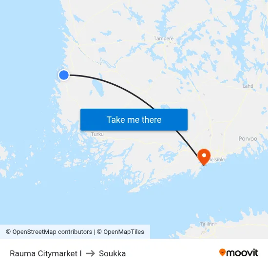 Rauma Citymarket E to Soukka map
