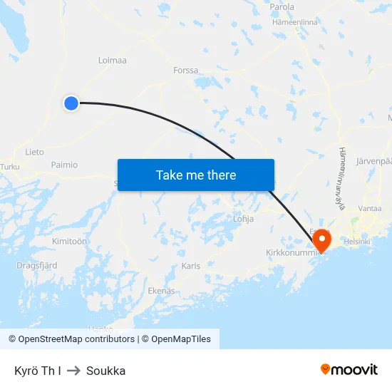 Kyro Stop E to Soukka map