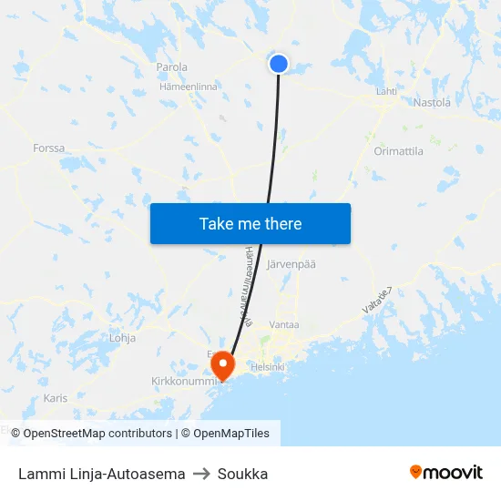 Lammi Bus Station to Soukka map