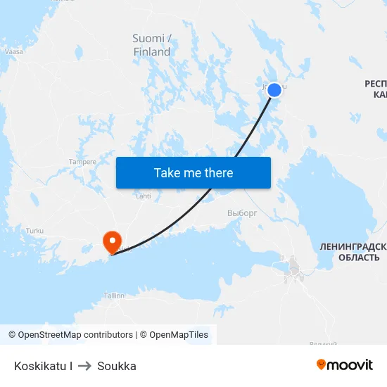 Koskikatu East to Soukka map