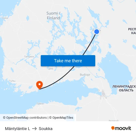 Mäntyläntie West to Soukka map