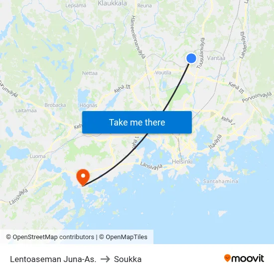 Airport Train Station to Soukka map