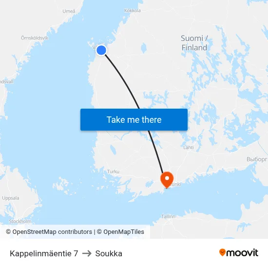 Kappelinmaentie 7 to Soukka map