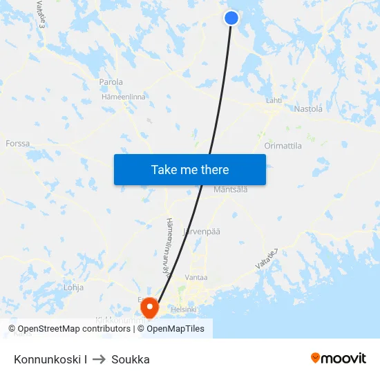Konnunkoski East to Soukka map