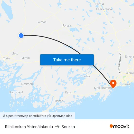 Riihikoski Comprehensive School to Soukka map