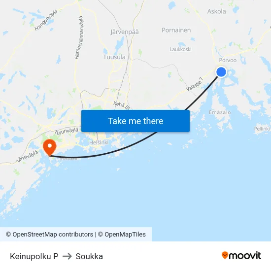 Keinupolku North to Soukka map