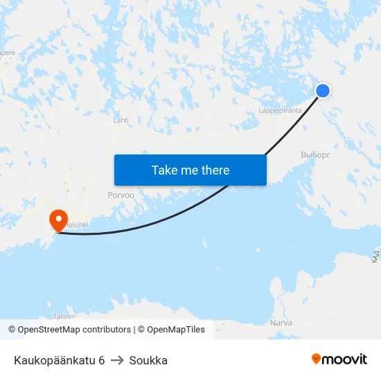 Kaukopäänkatu 6 to Soukka map