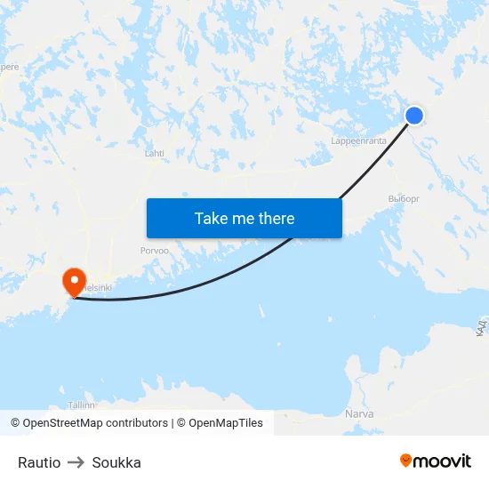 Rautio to Soukka map