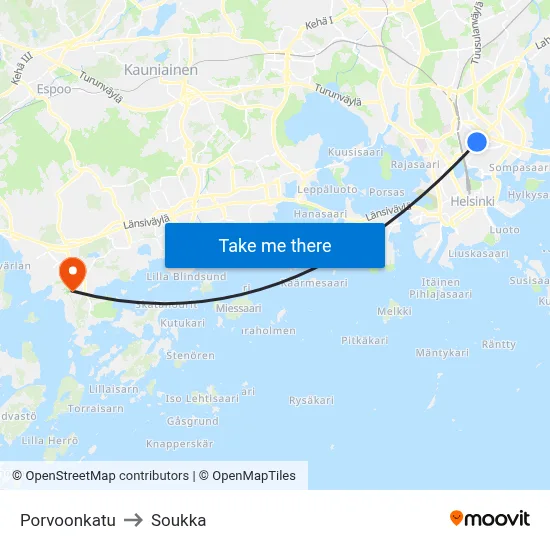 Porvoo Street to Soukka map