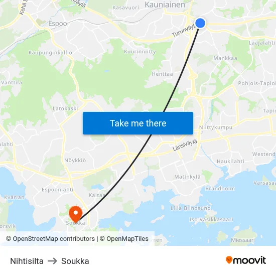 Nihtisilta to Soukka map