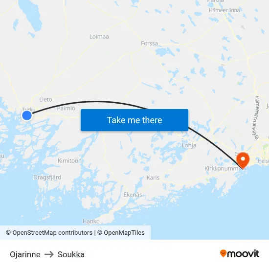 Ojarinne to Soukka map
