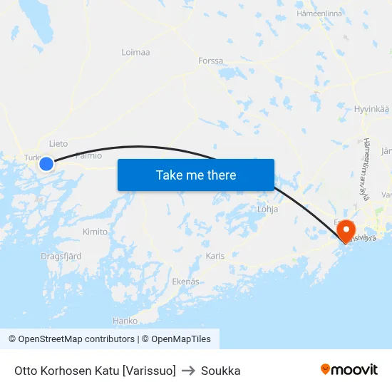 Otto Korhonen Street [Varissuo] to Soukka map