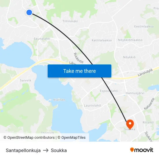 Santapelto Alley to Soukka map