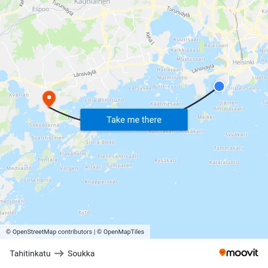 Tahitinkatu to Soukka map