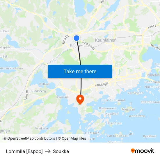 Lommila [Espoo] to Soukka map