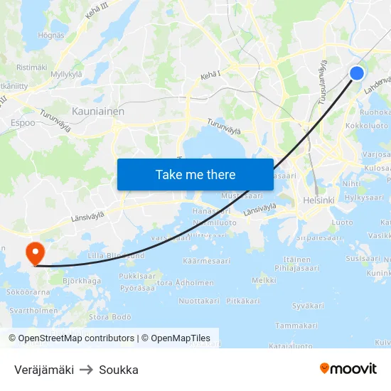 Veräjämäki to Soukka map