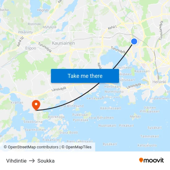 Vihdintie to Soukka map