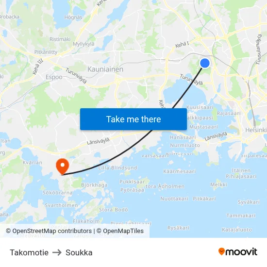 Takomotie to Soukka map