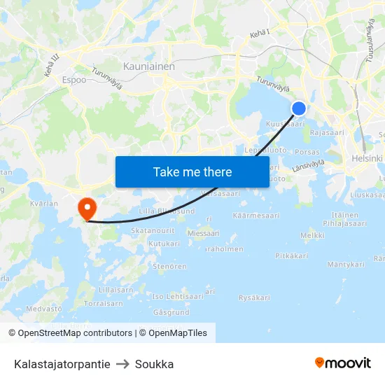 Kalastajatorpantie Road to Soukka map
