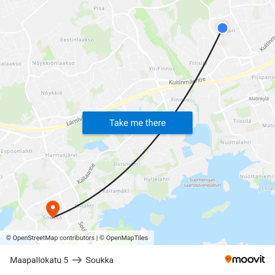 Maapallokatu 5 to Soukka map