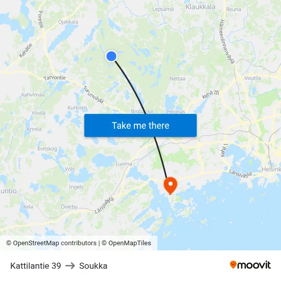 39 Kattilantie to Soukka map