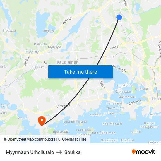 Myyrmäen Urheilutalo to Soukka map