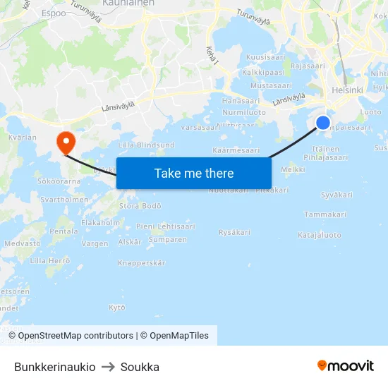 Bunkkerinaukio to Soukka map