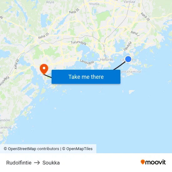 Rudolfintie to Soukka map