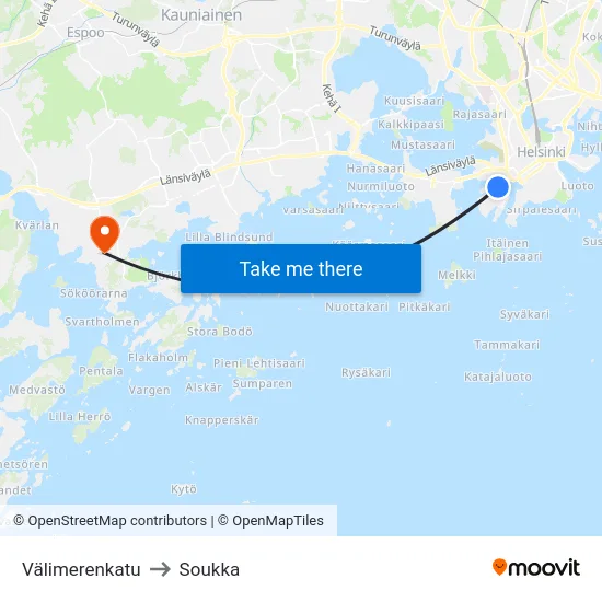 Välimerenkatu to Soukka map