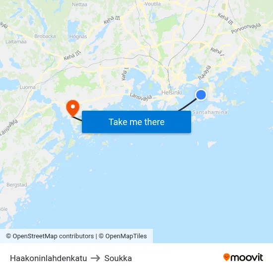 Haakoninlahti Street to Soukka map