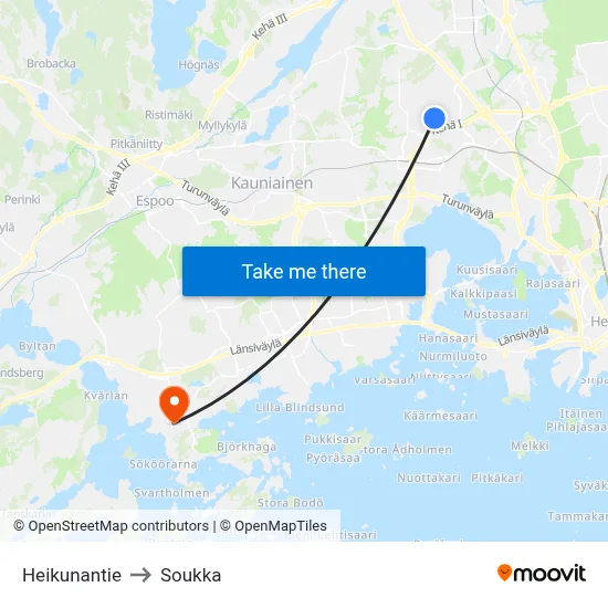 Heikuna Road to Soukka map