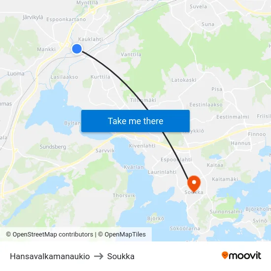 Hansavalkamanaukio to Soukka map