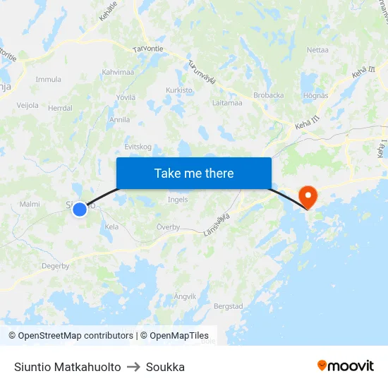 Siuntio Travel Center to Soukka map