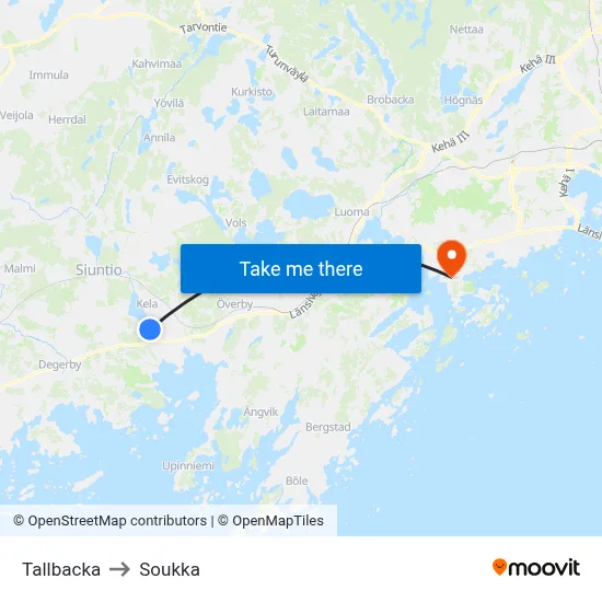Tallbacka to Soukka map
