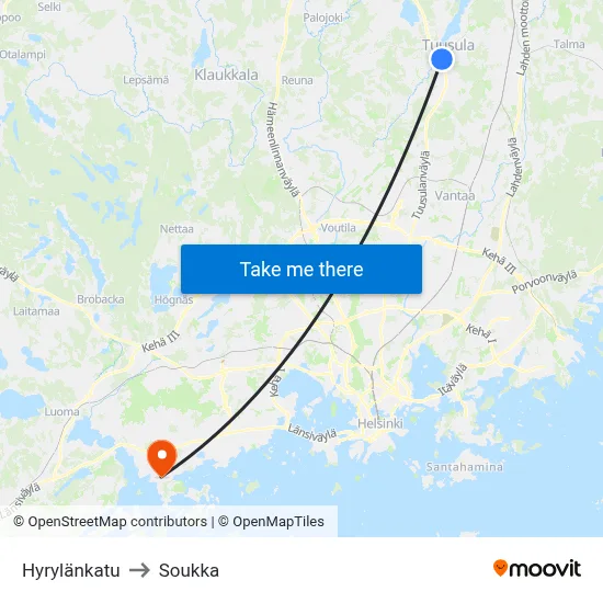 Hyrylä Street to Soukka map