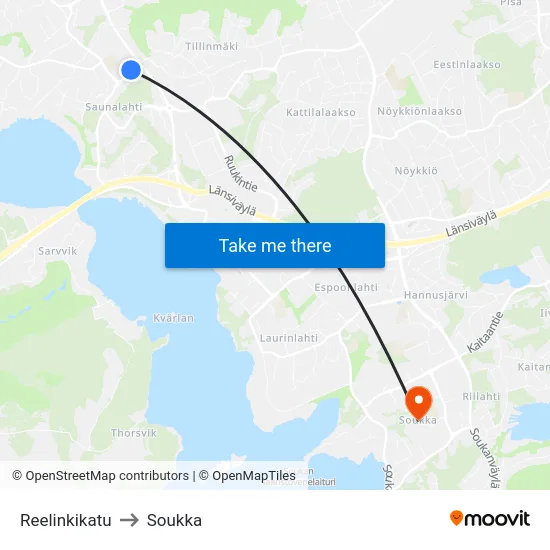 Reelinkikatu to Soukka map