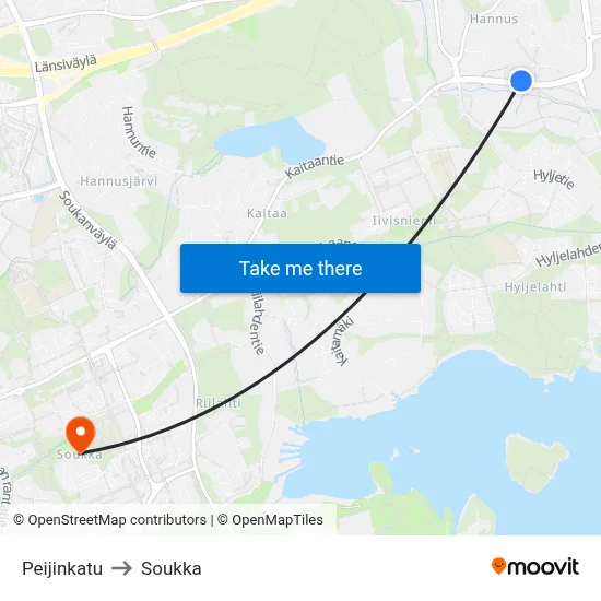Peijinkatu to Soukka map