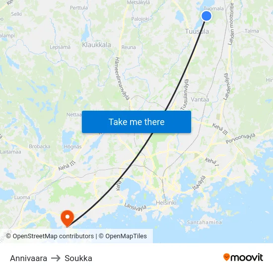 Annivaara to Soukka map