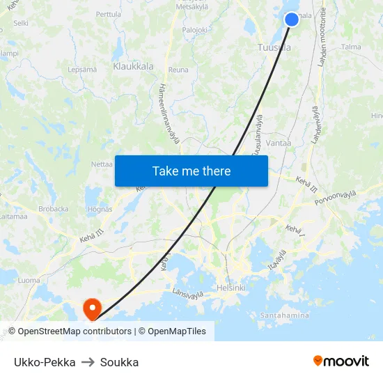 Ukko-Pekka to Soukka map
