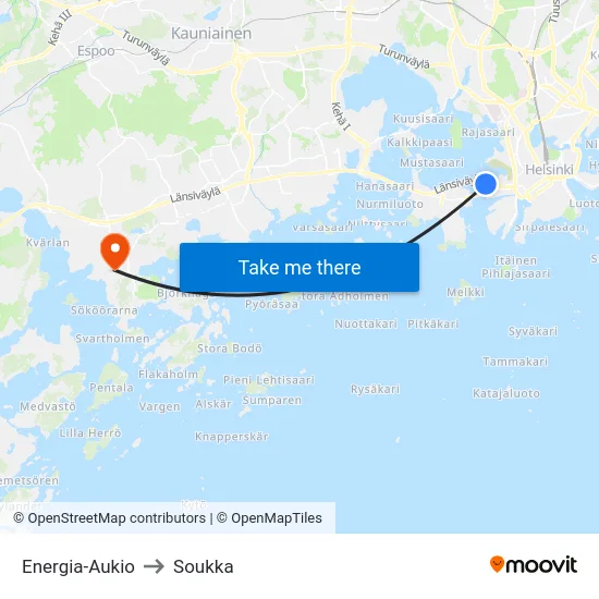 Energia-Aukio to Soukka map