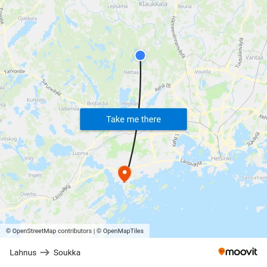 Lahnus to Soukka map
