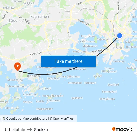 Sports Hall to Soukka map