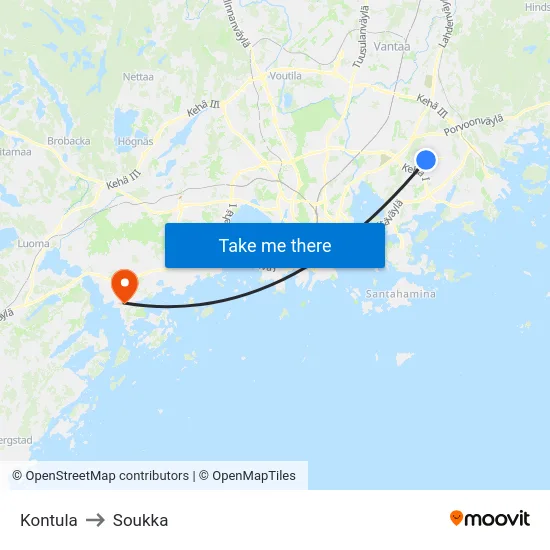 Kontula [Ostari] to Soukka map