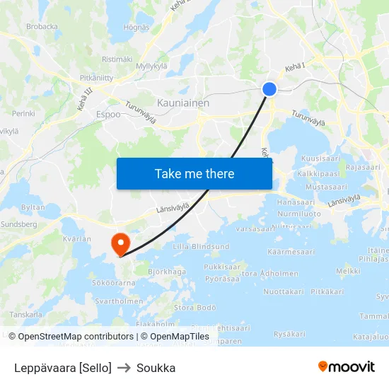 Leppävaara [Sello] to Soukka map